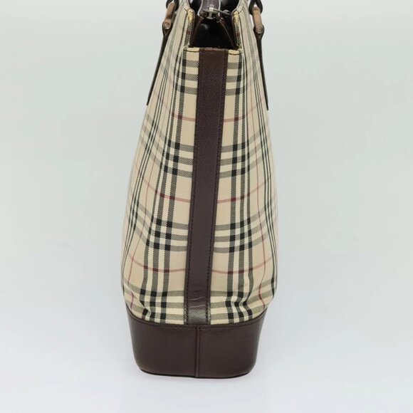 BURBERRY Nova Check Tote Bag Canvas Beige Silver - Picture 3 of 15